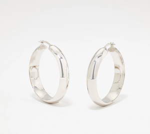 Silver Style 1.5" Sterling Silver Chubby Hoop Earrings