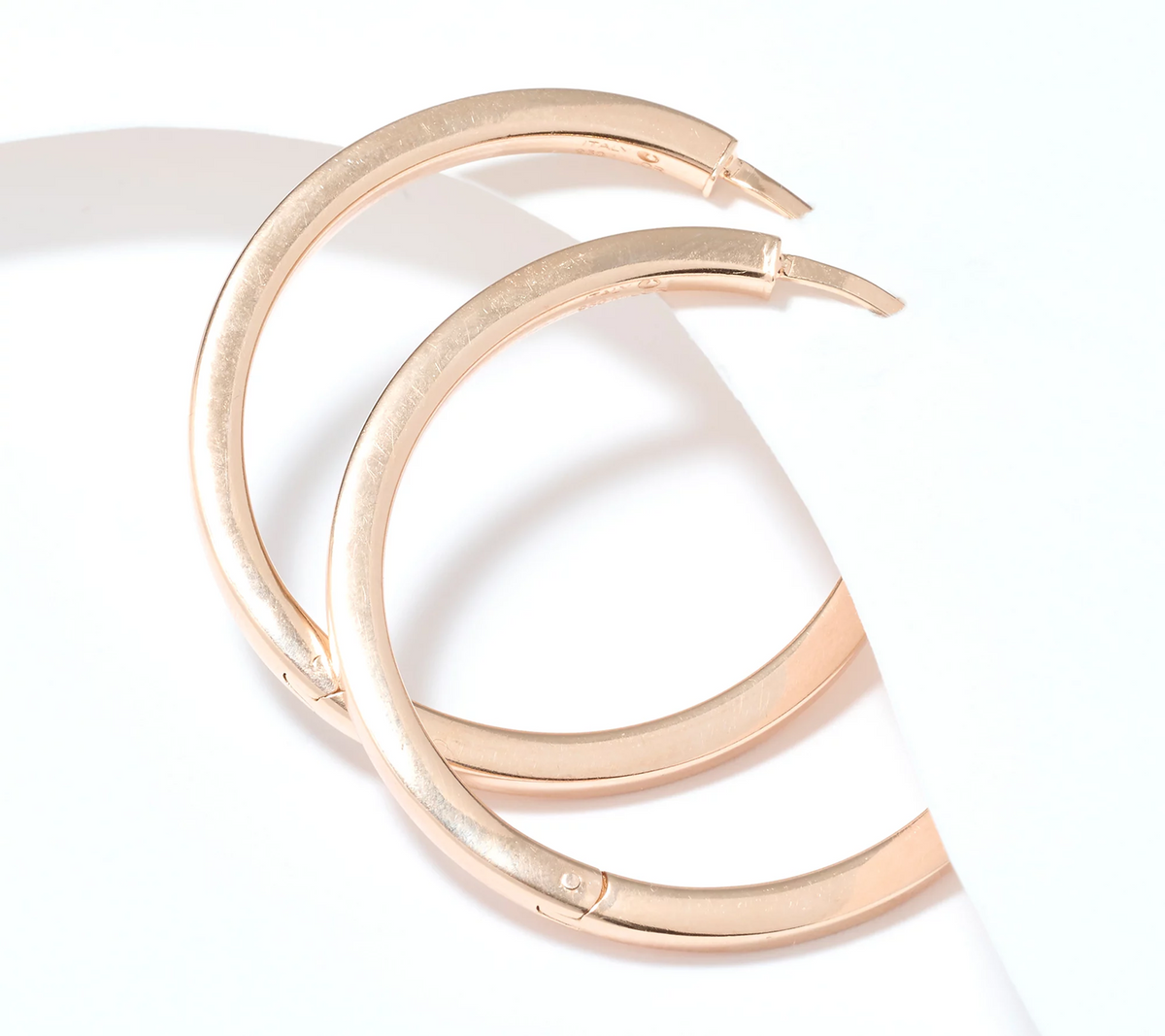 UltraFine 950 Silver Rosegold Tone Safety Lock 1-1/2" Hoop Earrings