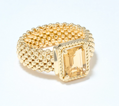 David Markstein Debut Yellow Bronze Mesh Emerald Cut Citrine Ring Size 6