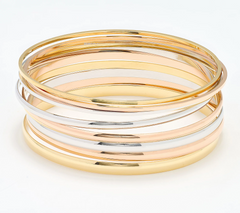 David Markstein Tri Color Rose Premiere Bronze Set of 7 Luxe Slip on Bangles Avg