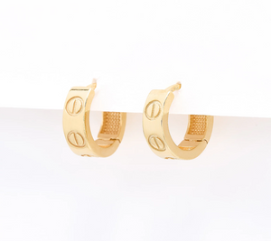 Silver Style Gold Clad Sterling Silver Engraved Mini Hoop
