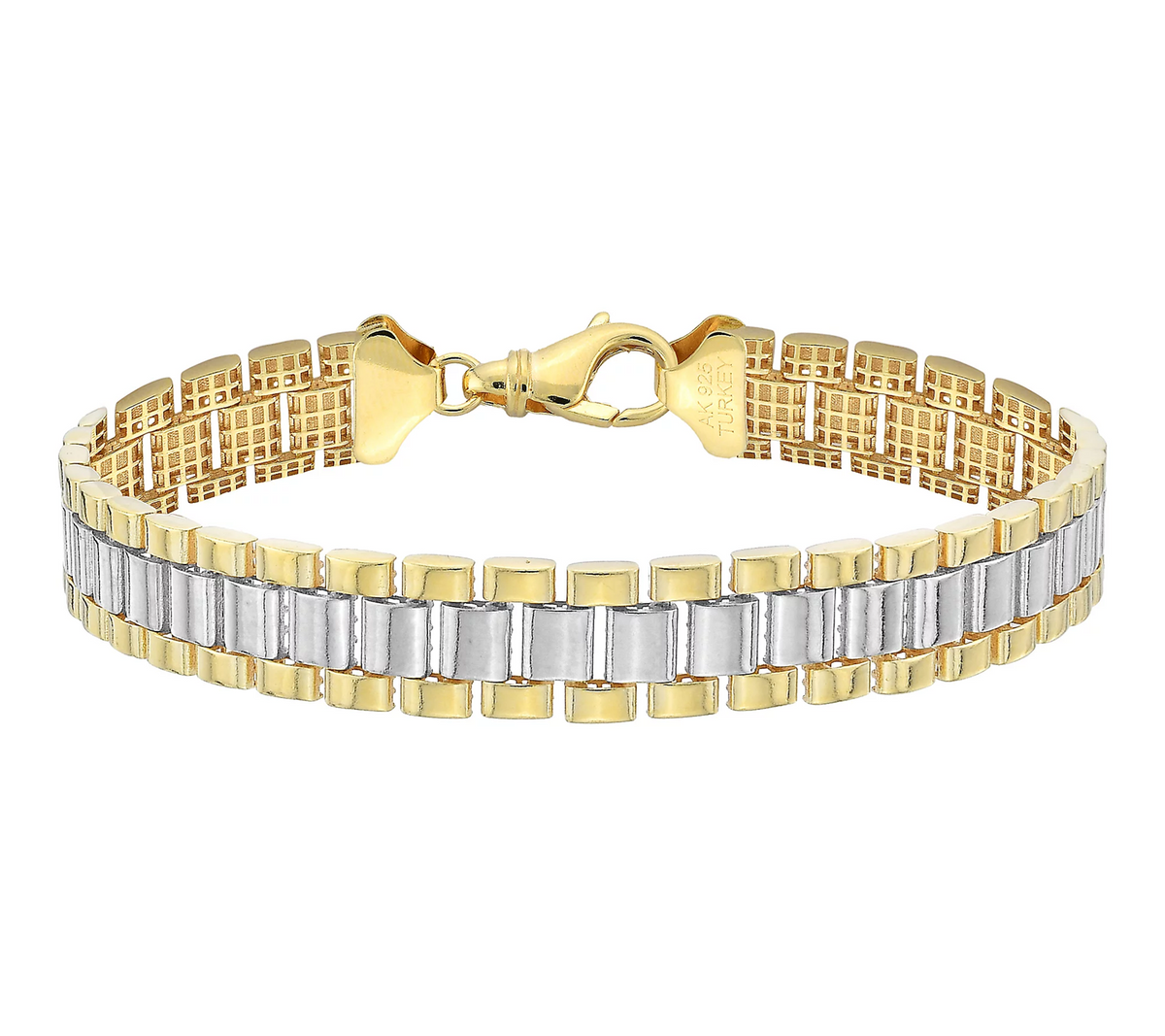 Silver Style Two Tone Chain Link Bracelet Avg