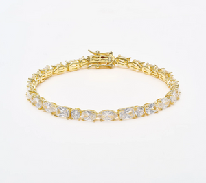 Diamonique Classics Gold Clad Sterling Silver Fancy Cut Tennis Bracelet Avg