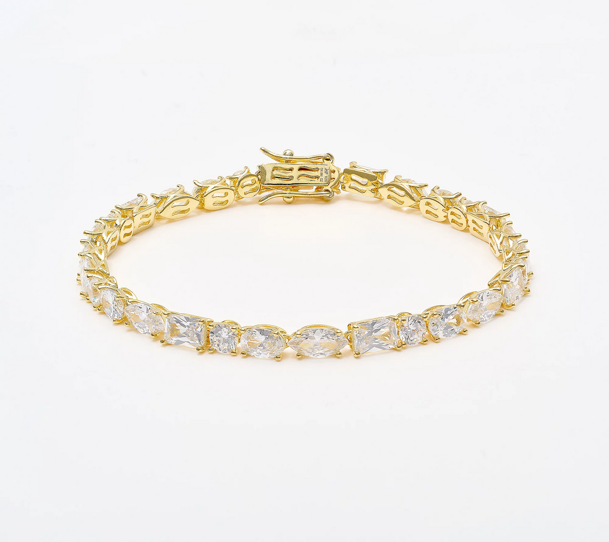 Diamonique Classics Gold Clad Sterling Silver Fancy Cut Tennis Bracelet Avg
