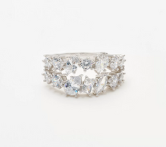 Diamonique Italia Sterling Silver Center Stones Ring, Size 7