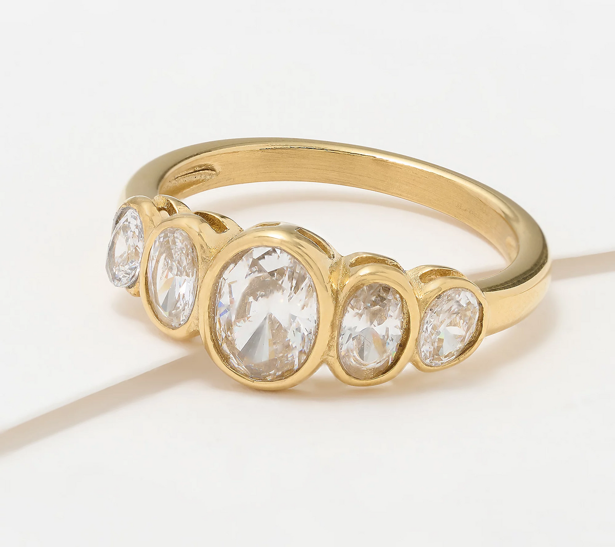 Steel by Diamonique Gold Tone Oval Band Ring Size 11