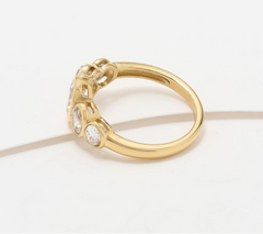 Steel by Diamonique Gold Tone Oval Band Ring Size 11