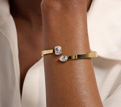 Steel by Diamonique Gold Tone Cuff Bangle Small