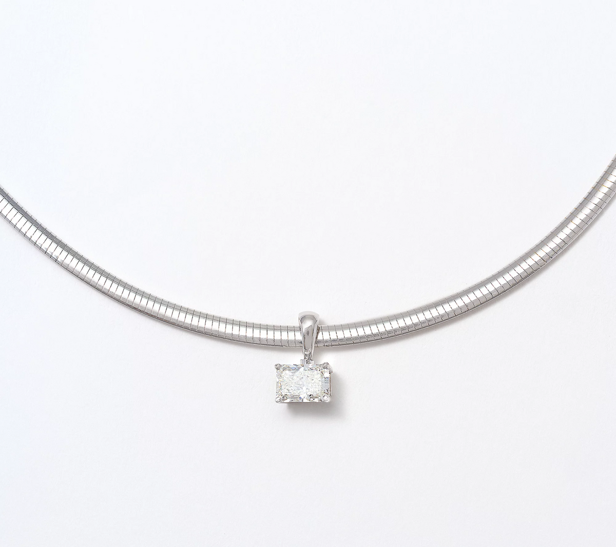 Fire Light Lab Grown Diamond Radiant Omega Necklace 16"L