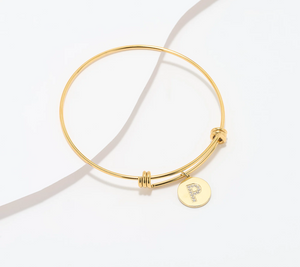 Steel by Diamonique Gold Tone "P" Initial Bracelet Small/Avg