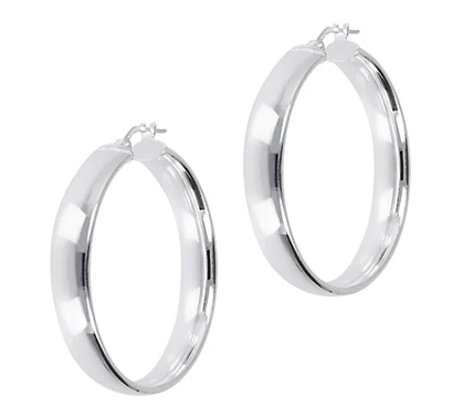 UltraFine Silver 1-1/2" Polished Round Hoop Earrings