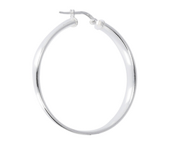 UltraFine Silver 1-1/2" Polished Round Hoop Earrings