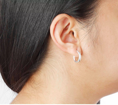 Italian Silver Polished 1/2" Round Hoop Earrings