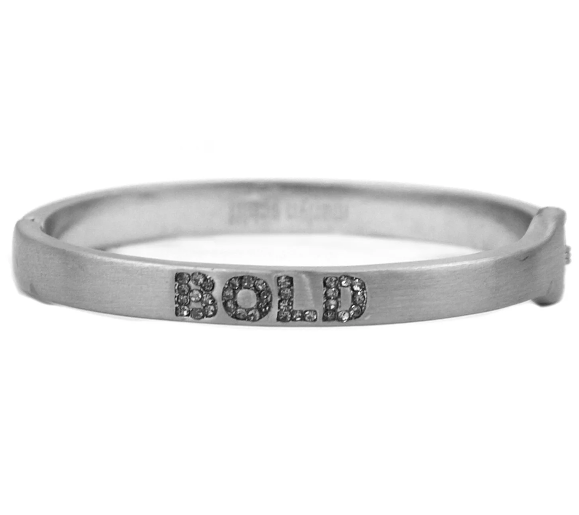 Marlyn Schiff Pave BOLD Silvertone Bangle  7-1/2"