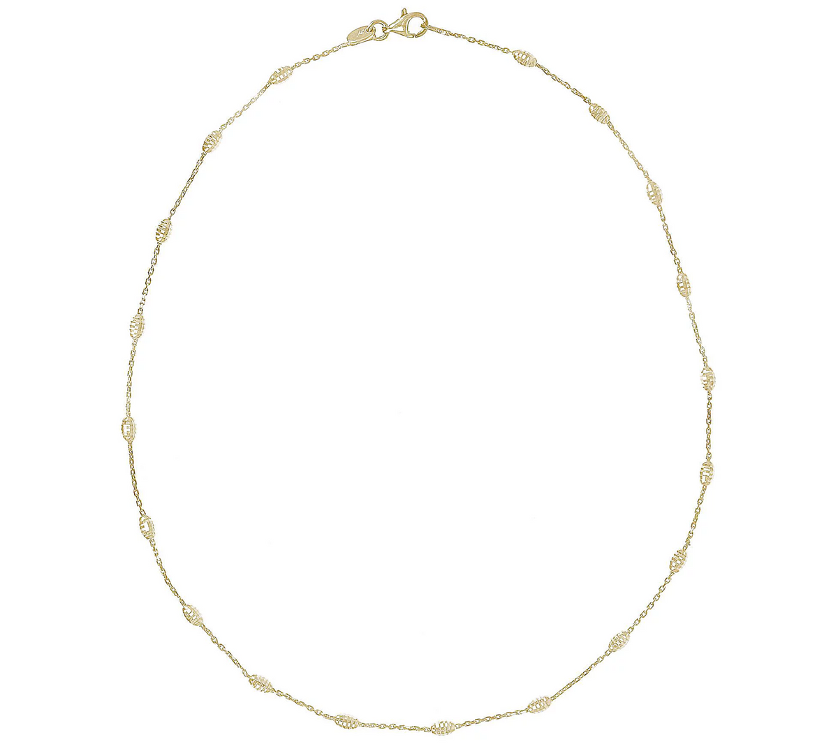 Veronese 18K Gold Clad 16" Diamond Cut Bead Necklace