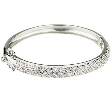Epiphany Platinum Clad Diamonique Pave' Bangle 6-3/4