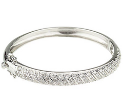 Epiphany Platinum Clad Diamonique Pave' Bangle 6-3/4