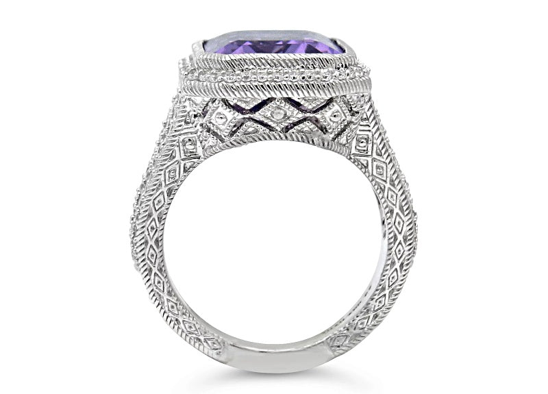 Judith Ripka 6.67ct Amethyst & 1.19ctw Bella Luce Sterling Ring - Size 11