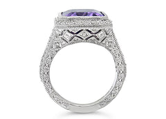 Judith Ripka 6.67ct Amethyst & 1.19ctw Bella Luce Sterling Ring - Size 11