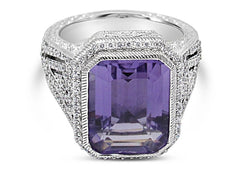 Judith Ripka 6.67ct Amethyst & 1.19ctw Bella Luce Sterling Ring - Size 11