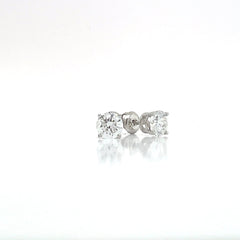 14KW Lab Grown Diamond 4 Prong Basket Stud 1.46cttw F/VS  Earrings Non Cert by Lannyte