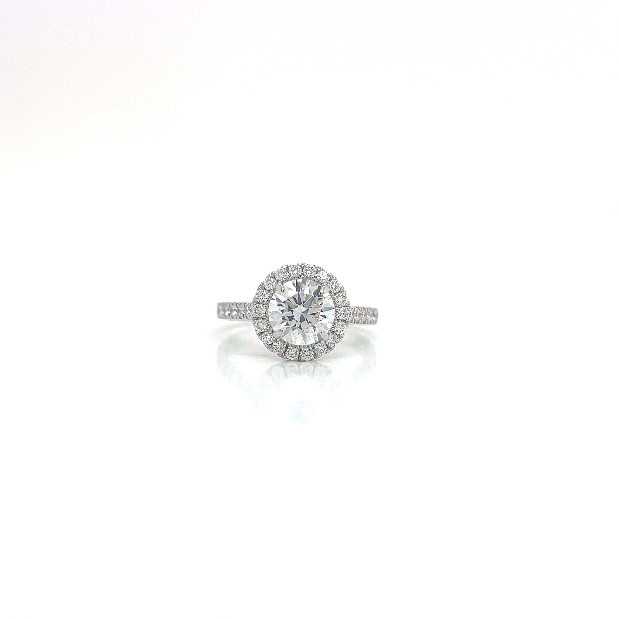 14KW 2.25cttw Lab-Grown Diamond Round Halo Ring - 1.64ct F/VS1 Non Certified