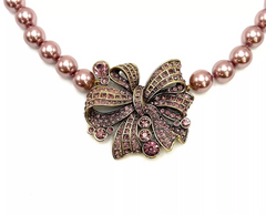 Collar de cuentas de cristal de perla morada "Ravishing Ribbon" de Heidi Daus, 43 cm + 10 cm
