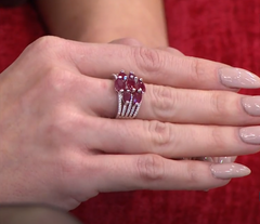 Anillo Colleen Lopez de plata de ley con amatista ovalada y circonita blanca de 7 piedras. Talla 6