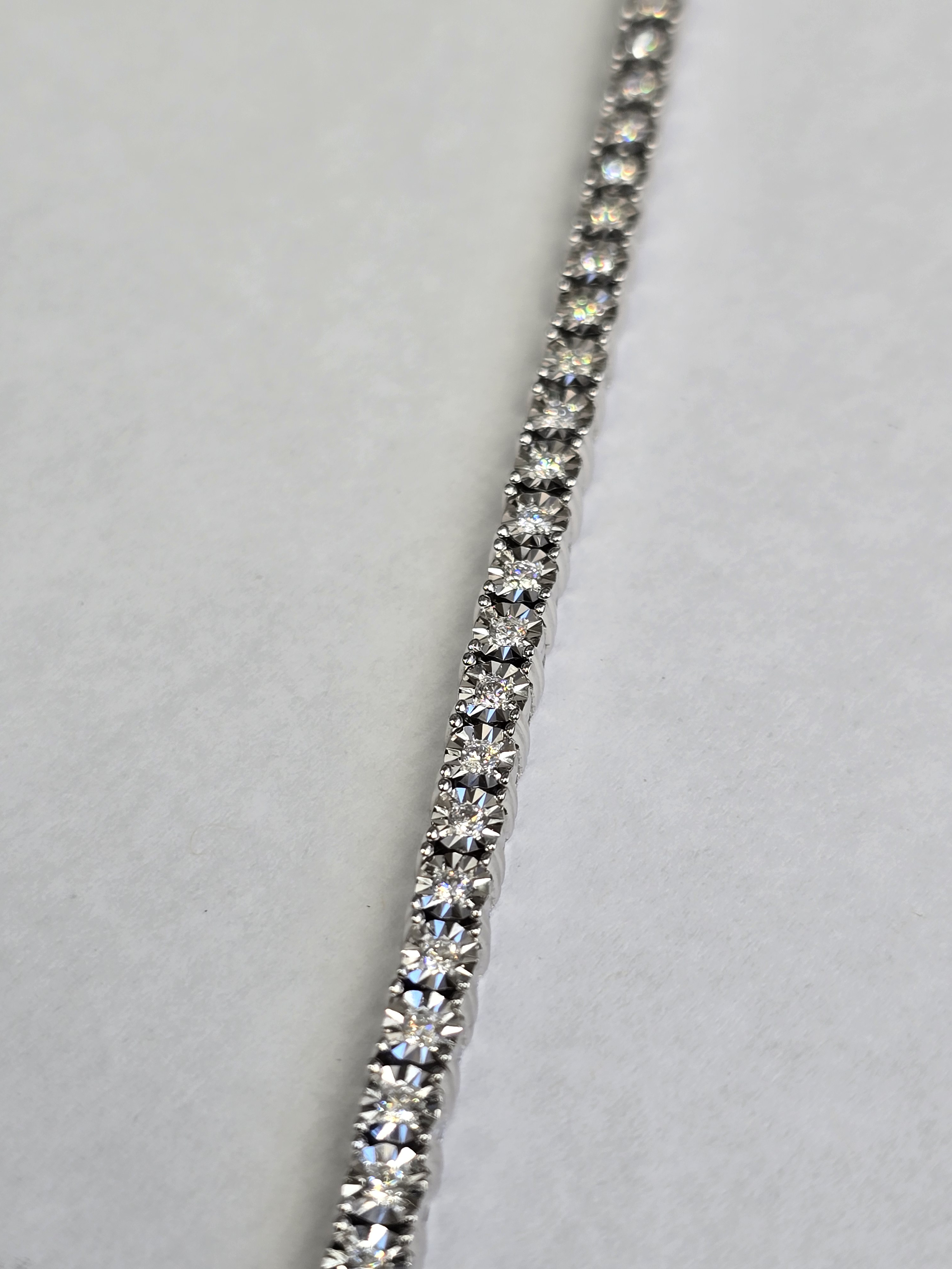 Fire Light Sterling Silver Lab Grown Diamond 1ct Tennis Bracelet,  Average