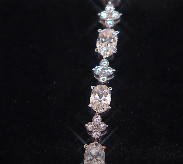 Absolute Sterling Silver Oval and Round Cluster Line Bracelet, 6" SM