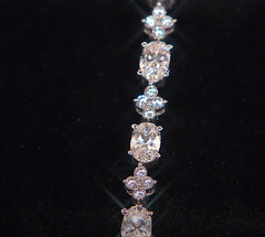 Absolute Sterling Silver Oval and Round Cluster Line Bracelet, 6" SM