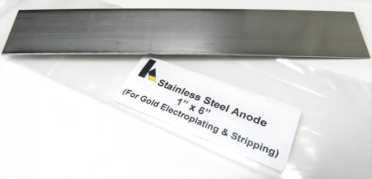 Ánodo de acero inoxidable Krohn de 6" x 1" para galvanoplastia y decapado de oro