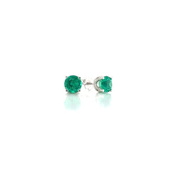 14K Recrys Emerald Round in Fancy Gold Earring Mountings