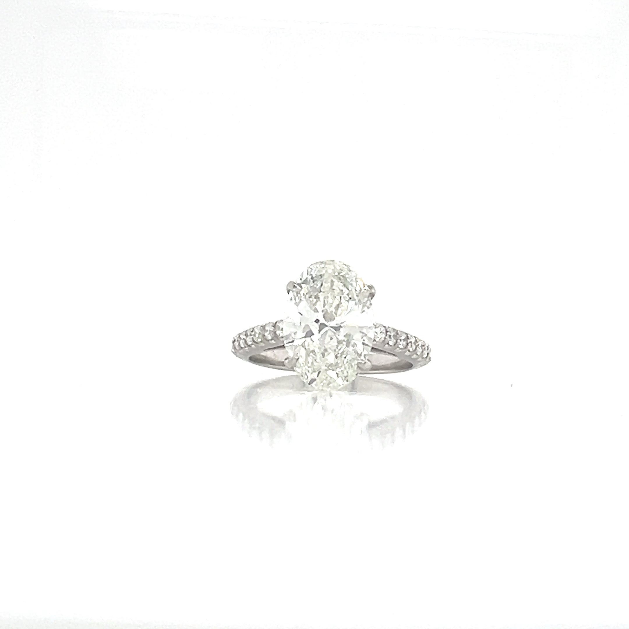 14KW 3.50cttw Lab-Grown Diamond Oval Ring - 3.00ct F/VS1 IGI Certified