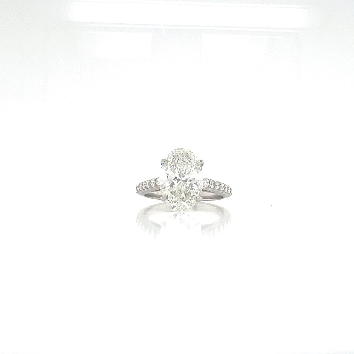 14KW 4.00cttw Lab-Grown Diamond Oval Ring - 3.52ct F/VS1 IGI Certified