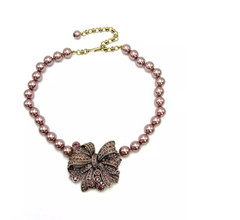 Collar de cuentas de cristal de perla morada "Ravishing Ribbon" de Heidi Daus, 43 cm + 10 cm