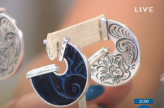 Patricia Nash Amelia Leather Inset Flat Hoop Earrings – Midnight Blue