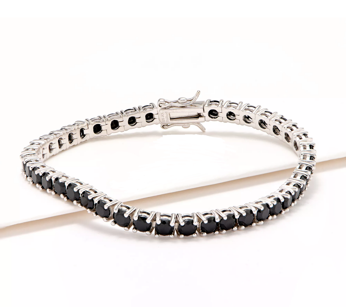 Affinity Gems Round Black Spinel Gemstone Line Bracelet, 8"