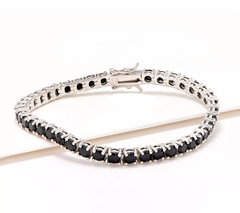 Affinity Gems Round Black Spinel Gemstone Line Bracelet, 8"