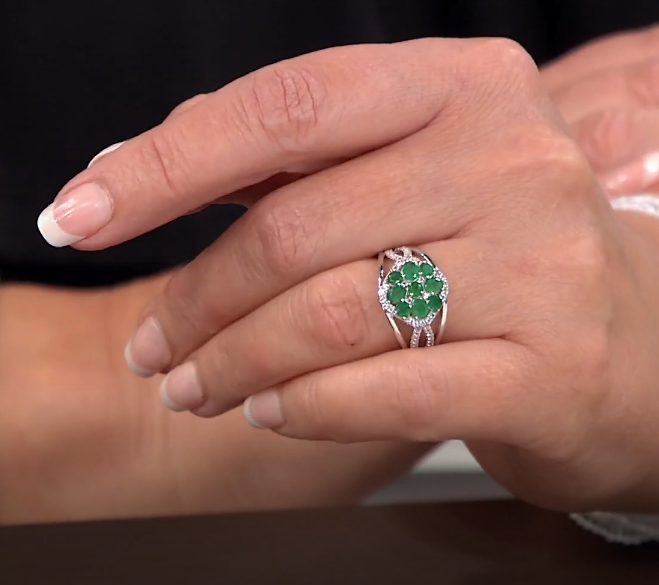 Colleen Lopez Sterling Silver Emerald & White Topaz Ring, Size 5