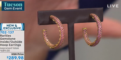 Rarities Sterling Silver Gold Clad Rhodolite Inside/Outside Hoop Earrings, 1-1/4"