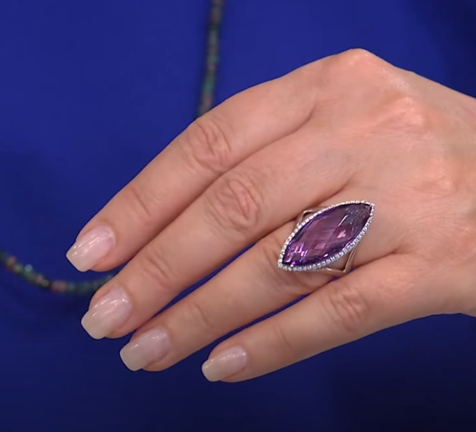 Colleen Lopez Sterling Silver Marquise Cut Amethyst Ring, Size 8