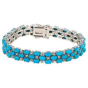 Pulsera Colleen Lopez de plata esterlina de 19 cm con triple hilera de turquesa y circonitas cúbicas