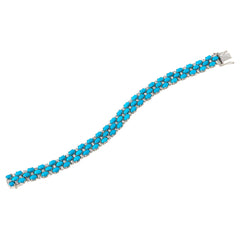 Pulsera Colleen Lopez de plata esterlina de 19 cm con triple hilera de turquesa y circonitas cúbicas