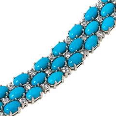 Pulsera Colleen Lopez de plata esterlina de 19 cm con triple hilera de turquesa y circonitas cúbicas