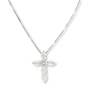 Bright Halo Lab Grown Diamonds 1ctw Cross Pendant Necklace