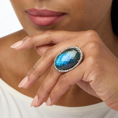 Colleen Lopez Faceted Oval Labradorite Doublet Sterling Silver Ring, Size 7