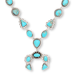 Chaco Canyon Kingman Turquoise Circle & Triangle Naja Lariat Necklace, 28-3/4"