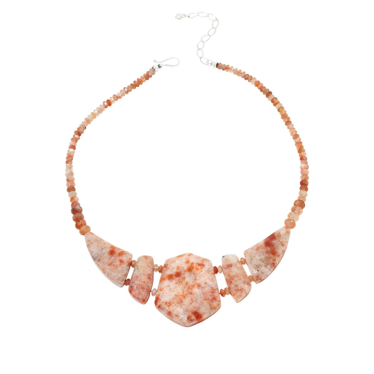 Jay King Sterling Silver Tanzanian Red Sunstone Necklace, 18"