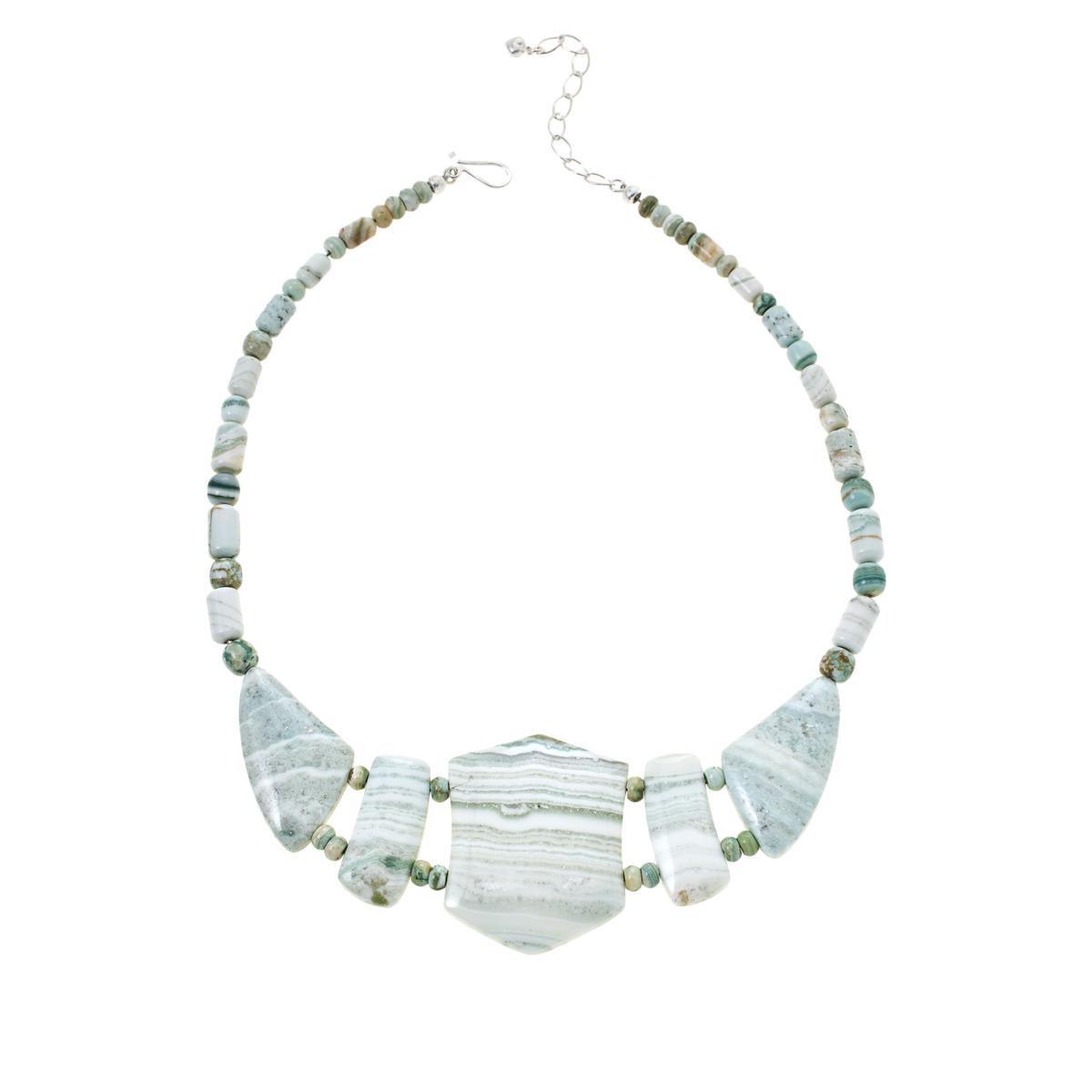 Jay King Sterling Silver Banded White Quartzite Necklace 18" Mine Finds